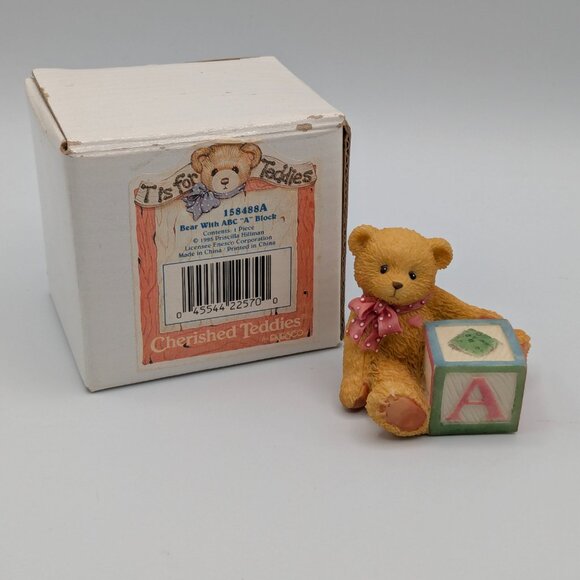 Cherished Teddies Bear with ABC "A" Block (158488A) 1995 - Picture 2 of 10